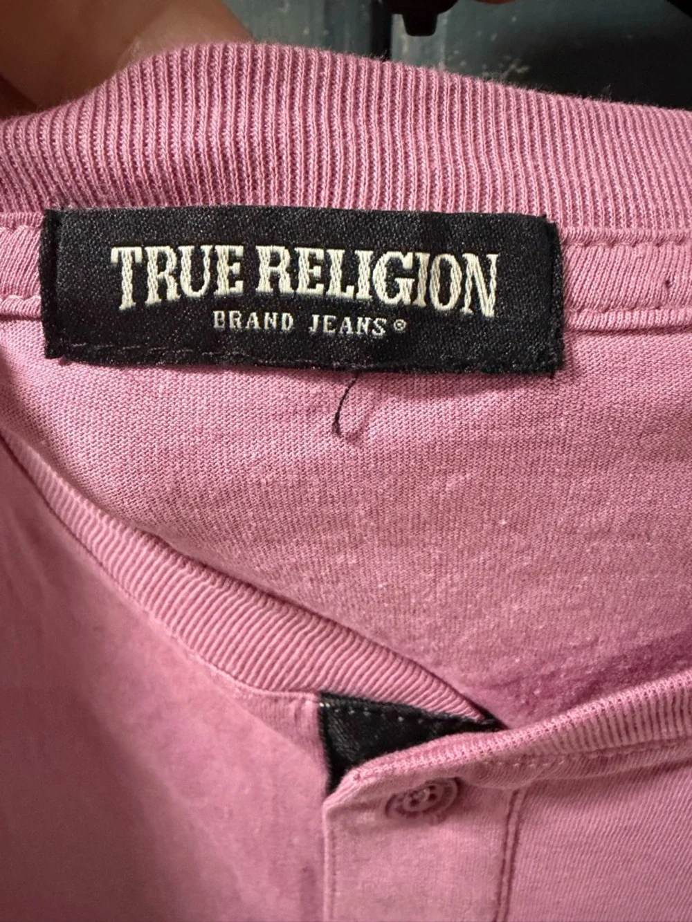 True Religion Pink Short-Sleeve Henley Shirt